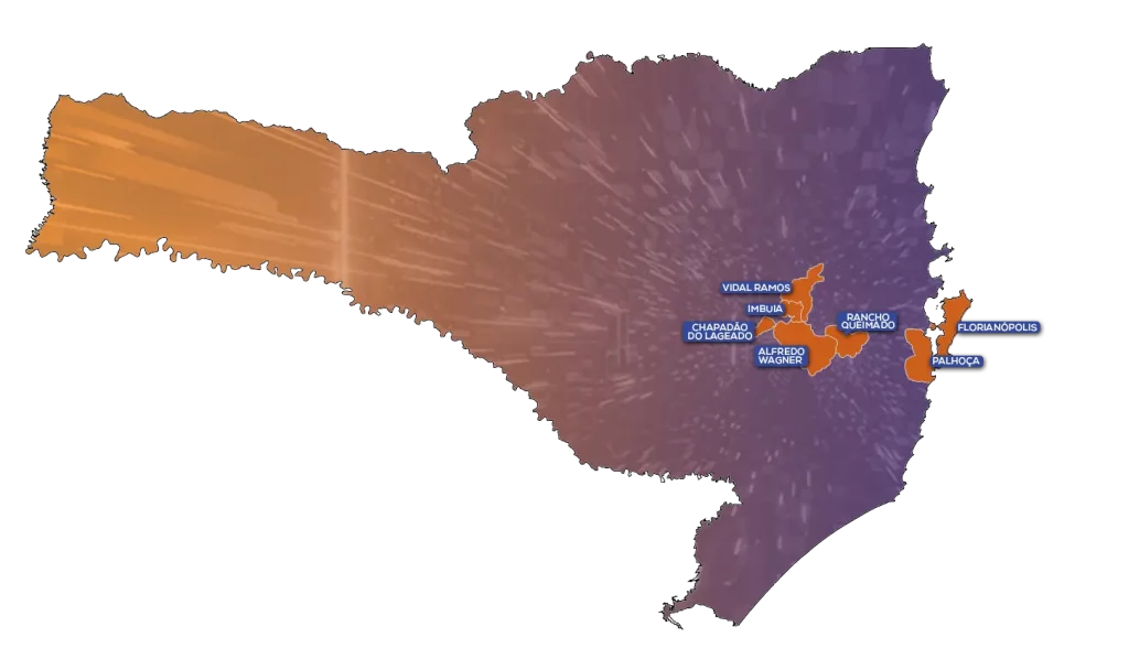 mapa de santa catarina com atuação da fastnerwork
